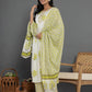 Yufta Green & White Gota_Patti Cotton Anarkali Kurta Dupatta Pant Set - Swadesiicart