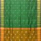 Green and Olive Uppada Silk Handloom Saree with Buta Design - Global Threads | Swadesiicart