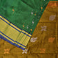 Green and Olive Uppada Silk Handloom Saree with Buta Design - Global Threads | Swadesiicart