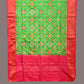 Green and Pink Pochampally Ikat Silk Handloom Dupatta with All Over Design - Global Threads | Swadesiicart