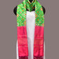 Green and Pink Pochampally Ikat Silk Handloom Dupatta with All Over Design - Global Threads | Swadesiicart