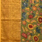 Green and Purple Bandhani Kanchipuram Silk Handloom Saree with Kalamkari Floral Body Design - Global Threads | Swadesiicart