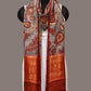 Green and Red Kalamkari Hand Painted Kanchipuram Silk Handloom Dupatta with Floral Design - Global Threads | Swadesiicart