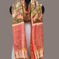 Green and Red Kalamkari Hand Painted Kanchipuram Silk Handloom Dupatta with Krishna Design - Global Threads | Swadesiicart