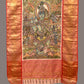 Green and Red Kalamkari Hand Painted Kanchipuram Silk Handloom Dupatta with Krishna Design - Global Threads | Swadesiicart