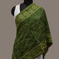Green Bandhani Silk Handloom Stole with Mango Design - Global Threads | Swadesiicart