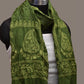 Green Bandhani Silk Handloom Stole with Mango Design - Global Threads | Swadesiicart