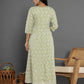 Yufta Green Cotton Silk Embroidered Anarkali Kurta Dupatta Set - Swadesiicart