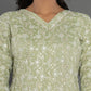 Yufta Green Cotton Silk Embroidered Anarkali Kurta Dupatta Set - Swadesiicart