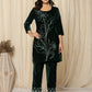 Yufta Green Embroidered Velvet Co-Ord Set - Swadesiicart