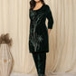 Yufta Green Embroidered Velvet Co-Ord Set - Swadesiicart