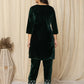 Yufta Green Embroidered Velvet Co-Ord Set - Swadesiicart