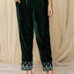 Yufta Green Embroidered Velvet Co-Ord Set - Swadesiicart