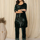 Yufta Green Embroidered Velvet Co-Ord Set - Swadesiicart