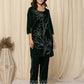 Yufta Green Embroidered Velvet Co-Ord Set - Swadesiicart