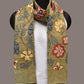 Green Kalamkari Hand Painted Cotton Stole with Floral Design - Global Threads | Swadesiicart