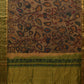 Green Kalamkari Hand Painted Gadwal Silk Handloom Saree with Floral Design - Global Threads | Swadesiicart
