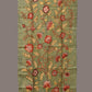 Green Kalamkari Hand Painted Sico Stole with Floral Design - Global Threads | Swadesiicart