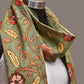 Green Kalamkari Hand Painted Sico Stole with Floral Design - Global Threads | Swadesiicart