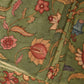 Green Kalamkari Hand Painted Tussar Cotton Handloom Saree with Floral Design - Global Threads | Swadesiicart