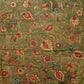 Green Kalamkari Hand Painted Tussar Cotton Handloom Saree with Floral Design - Global Threads | Swadesiicart