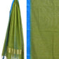 Green Khadi Cotton Handloom Dupatta with Silk Temple Border - Global Threads | Swadesiicart
