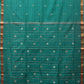 Green Khadi Cotton Handloom Saree with Jamdani Body Buta Design - Global Threads | Swadesiicart