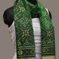 Green Pochampally Ikat Silk Handloom Dupatta with Grill Design - Global Threads | Swadesiicart