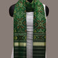 Green Pochampally Ikat Silk Handloom Dupatta with Grill Design - Global Threads | Swadesiicart