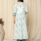 Yufta Green Sequins_Work Cotton Anarkali Kurta And Trouser With Dupatta Set - Swadesiicart