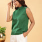 BohoJazz Green Fitted Top with Off-White Trousers Co-ord Set - Swadesiicart