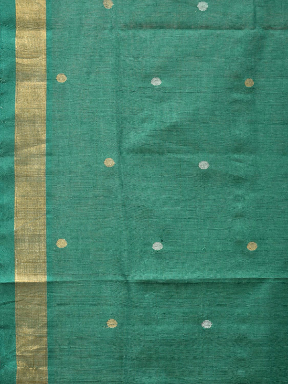 Green Uppada Cotton Handloom Saree with Grill Pallu Design - Global Threads | Swadesiicart