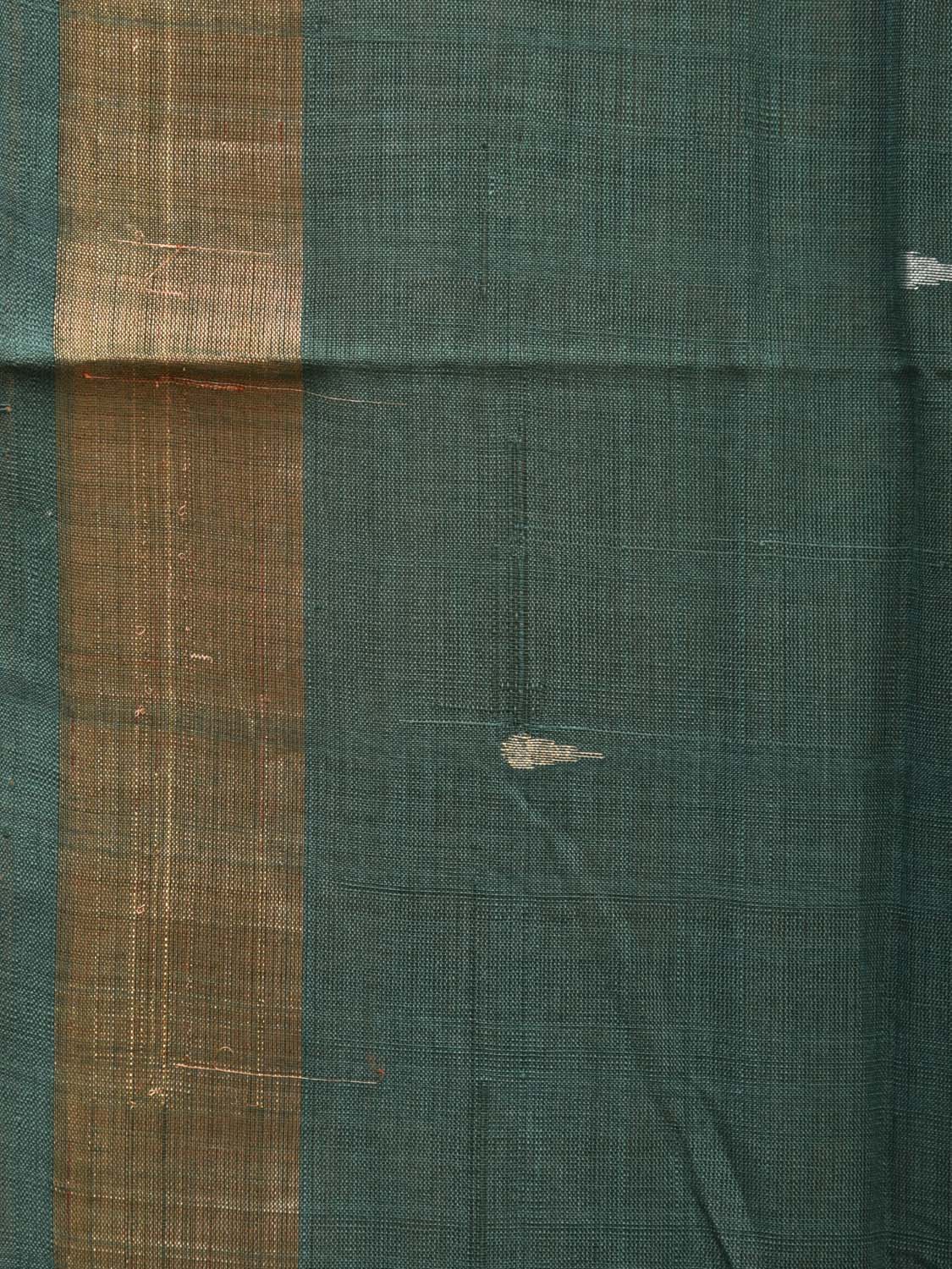 Green Uppada Cotton Handloom Saree with Karpur Pallu Design - Global Threads | Swadesiicart