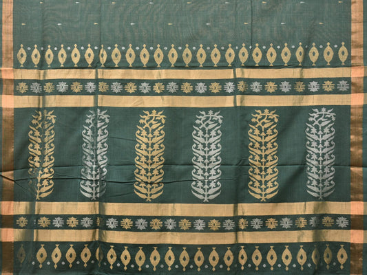 Green Uppada Cotton Handloom Saree with Karpur Pallu Design - Global Threads | Swadesiicart