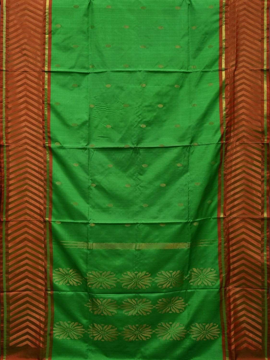 Green Uppada Silk Handloom Saree with Border Design - Global Threads | Swadesiicart