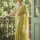 Anaita Green Linen Zari Work Saree With Blouse