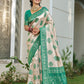 Anaita Green Silk Blend Woven Saree With Blouse