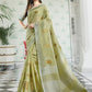 Anaita Green Linen Embroidery Saree With Blouse