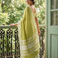Anaita Green Linen Zari Work Saree With Blouse