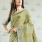Anaita Green Linen Embroidery Saree With Blouse