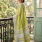 Anaita Green Linen Zari Work Saree With Blouse