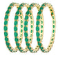 Gold-Polished Alloy Green Ad 4 Bangles Set - The Pari - Swadesiicart