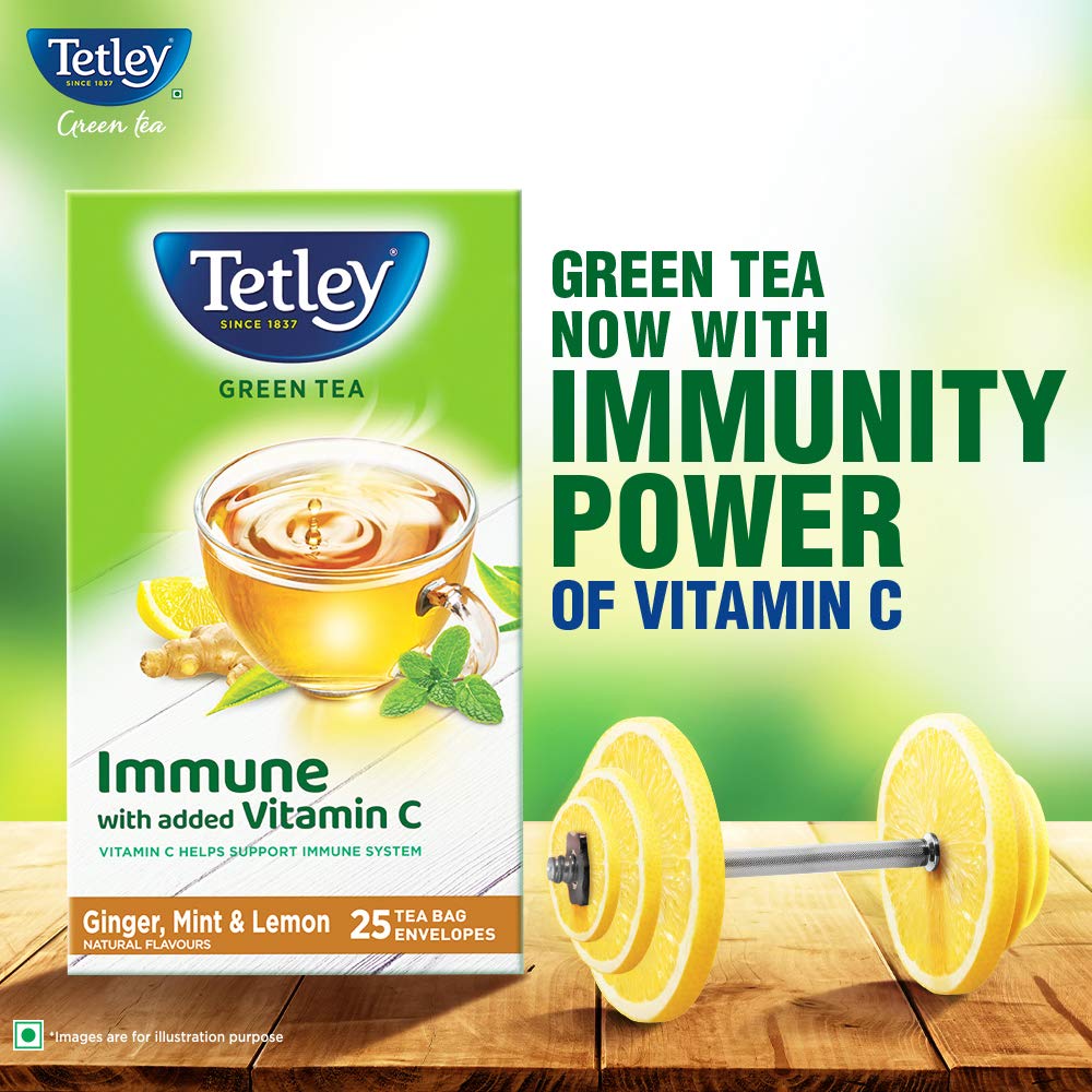 Tetley Green Tea Ginger, Mint and Lemon Tea Bags | Swadesiicart