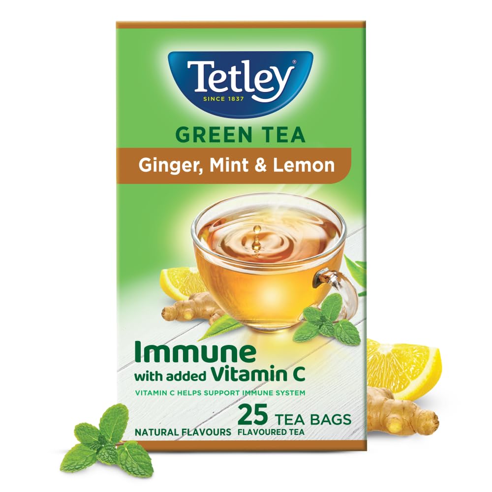 Tetley Green Tea Ginger, Mint and Lemon Tea Bags | Swadesiicart