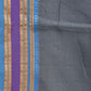 Grey and Blue Bamboo Cotton Plain Saree with Small Temple Border Design No Blouse - Global Threads | Swadesiicart