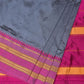 Grey and Pink Narayanpet Silk Handloom Plain Saree with Border Design No Blouse - Global Threads | Swadesiicart