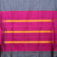 Grey and Pink Narayanpet Silk Handloom Plain Saree with Border Design No Blouse - Global Threads | Swadesiicart