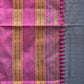 Grey and Pink Narayanpet Silk Handloom Plain Saree with Border Design No Blouse - Global Threads | Swadesiicart