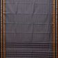Grey Bamboo Cotton Saree with Checks Design - Global Threads | Swadesiicart