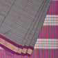 Grey Bamboo Cotton Saree with Checks Design No Blouse - Global Threads | Swadesiicart